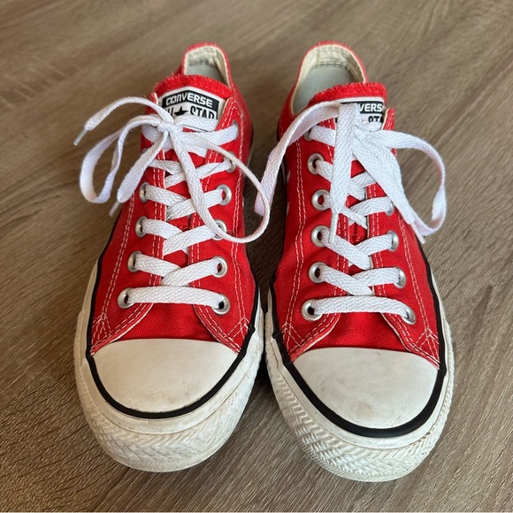 Converse Shoes Chuck Taylor All Star Low Top Canvas Sneakers Red Wo 8.5 Men 6.5 - Picture 3 of 10